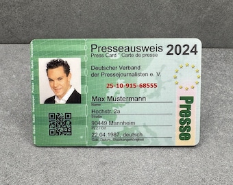 Press pass, press, ID card - personalized, - 2024, plastic card, new model, card, ticket, VIP, backstage