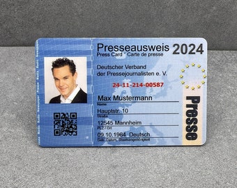 Presseausweis, Presse, ID Card - personalisiert,  - 2024, Plastikkarte, Neues Modell, Karte, Ticket, VIP, Backstage