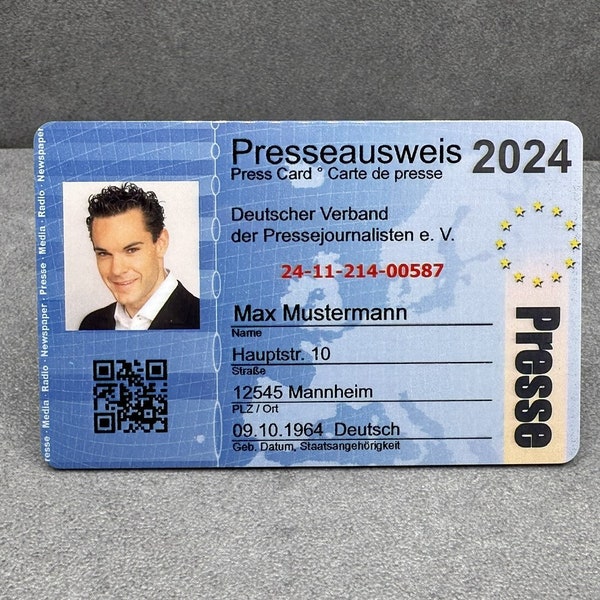 Press pass, press, ID card - personalized, - 2024, plastic card, new model, card, ticket, VIP, backstage