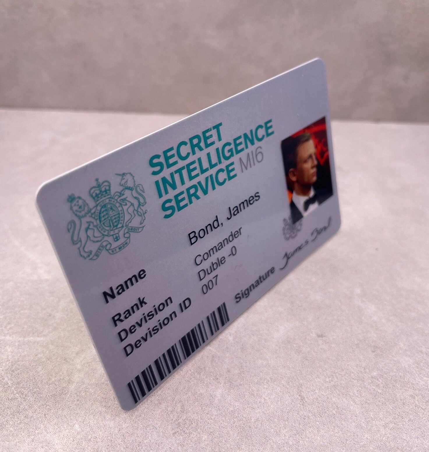 SIS MI6 Secret Intelligence Service ID Card 007 James Bond - Etsy
