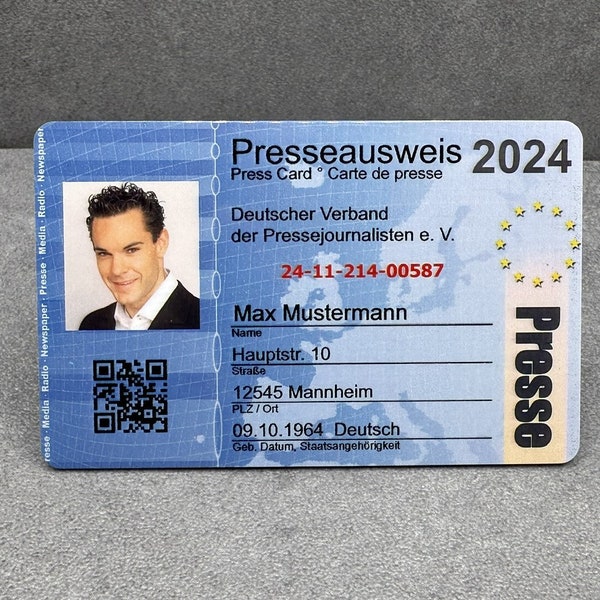 Presseausweis, Presse, ID Card - personalisiert,  - 2024, Plastikkarte, Neues Modell, Karte, Ticket, VIP, Backstage