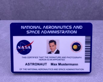 NASA ID card, ID card, plastic card, personalized, for carnival, Halloween, carnival