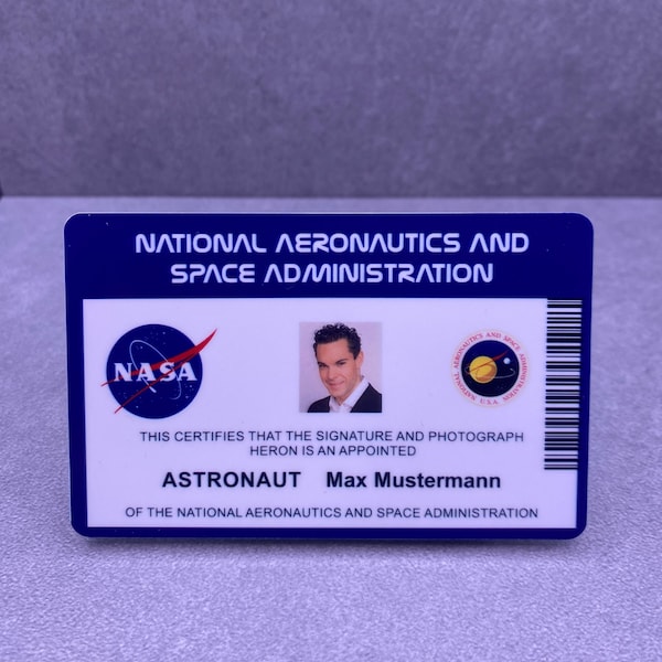 NASA Ausweis, ID Card, Plastikkarte, Personalisiert, für Fasnacht, Halloween, Karneval