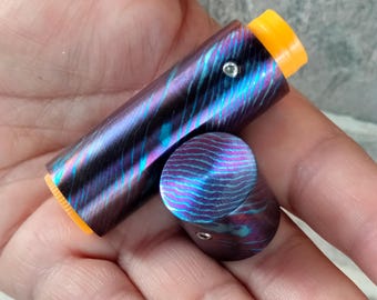 V4 Titanium Damascus Lip Balm sleeve/Edc/Edc gear/Edc gift/Tactical gear/Tactical gift/Everyday carry/Lip balm holder/Lip care/Damascus