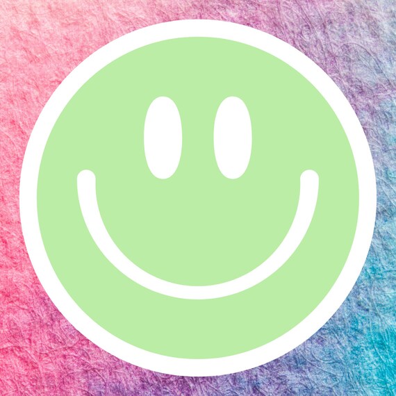 VINTAGE fluorescent green smiley STICKER. One sheet of 24 stickers