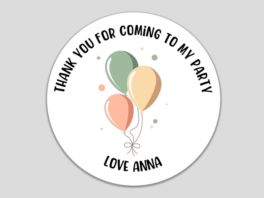 WeRevel Thank You Party Stickers - 40 Pieces, 2" Round Kid's Birthday Theme For Favors & Crafts