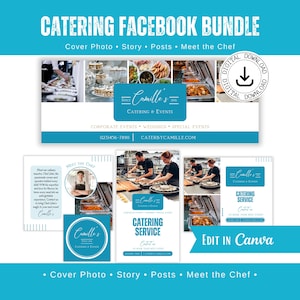 Gastro Facebook Bundle - Gastro Geschäft, Catering Vorlage, Canva Vorlage, Bearbeitbares Catering, Social Media, Gastrogeschäft, Canva