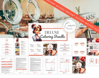 Catering Business Bundle, Catering Contract Template, Editable Catering Contract, Buffet Card, Catering Business Card, Editable with Canva