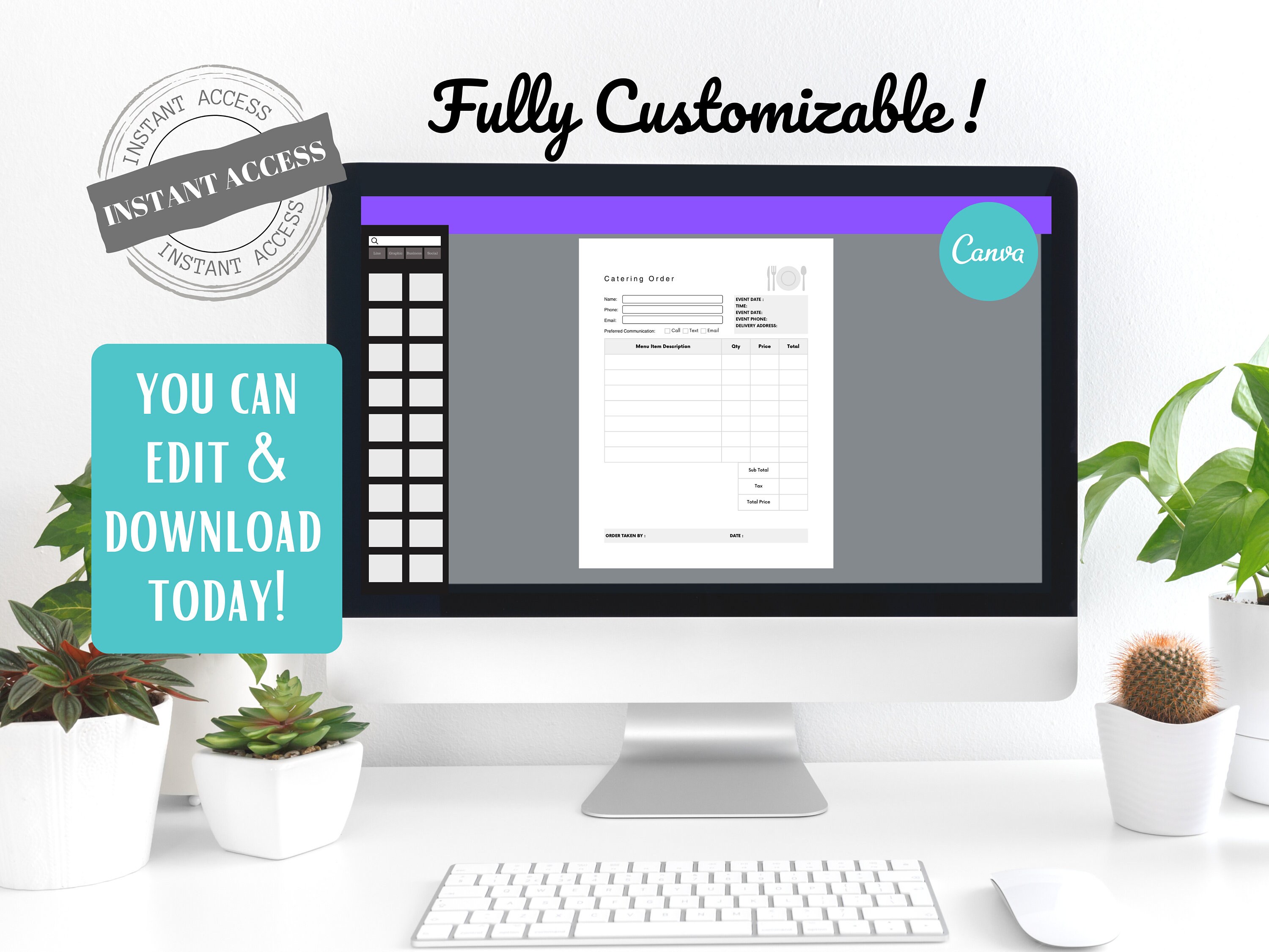 Catering Order Bundle, Catering Template, Editable Caterer, Minimalist ...
