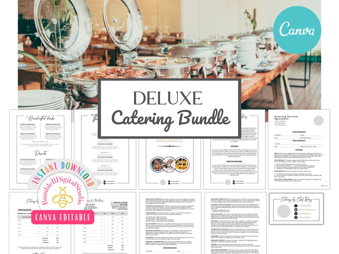 Catering Business Bundle, Catering Agreement, Catering Template ...