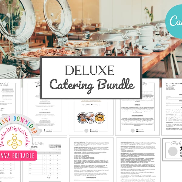 Catering Business Bundle, Catering Agreement, Catering Template, Contract Template, Editable Catering Contract, Catering business, Canva