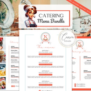 Menü-Bundle, Gastronomie-Vorlage, bearbeitbares Menü, minimalistisches Hochzeitsmenü, modernes Hochzeitsmenü, bearbeitbar mit Canva, bearbeitbares Gastronomie-Menü