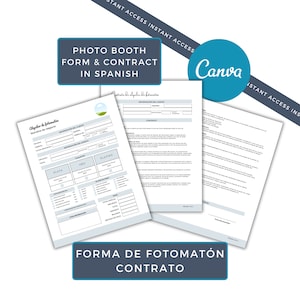Spanish Photo Booth Contract, Contrato de Fotomatón, Photo Booth Rental Agreement, Photo Form, Editable Photo Booth Rental Contract, Español