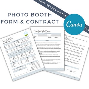 Photo Booth Contract, Photo Booth Rental Agreement, Photo Booth Contract Template, Photo Booth Form, Editable Photo Booth Rental Contract