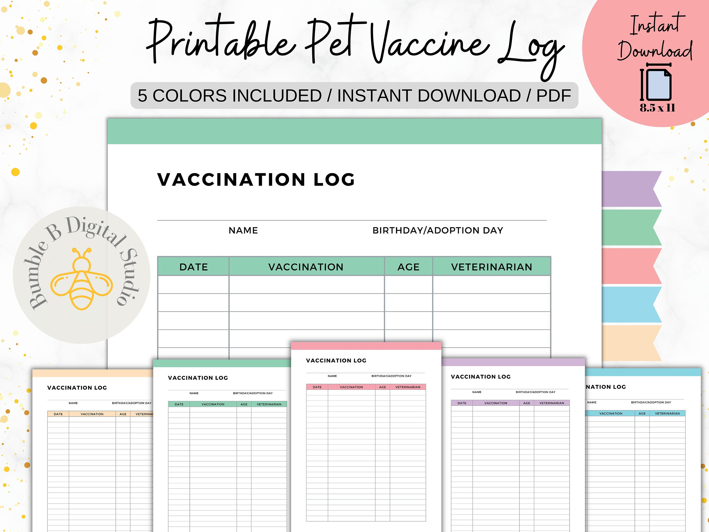 Printable Pet Vaccine Log Printable Pet Vaccination Instant - Etsy