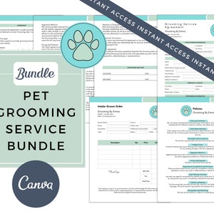 Pet Grooming Agreement Bundle, Pet Grooming Template, Dog Contract Template, Pet Grooming Forms, Grooming Downloadable, Dog Salon
