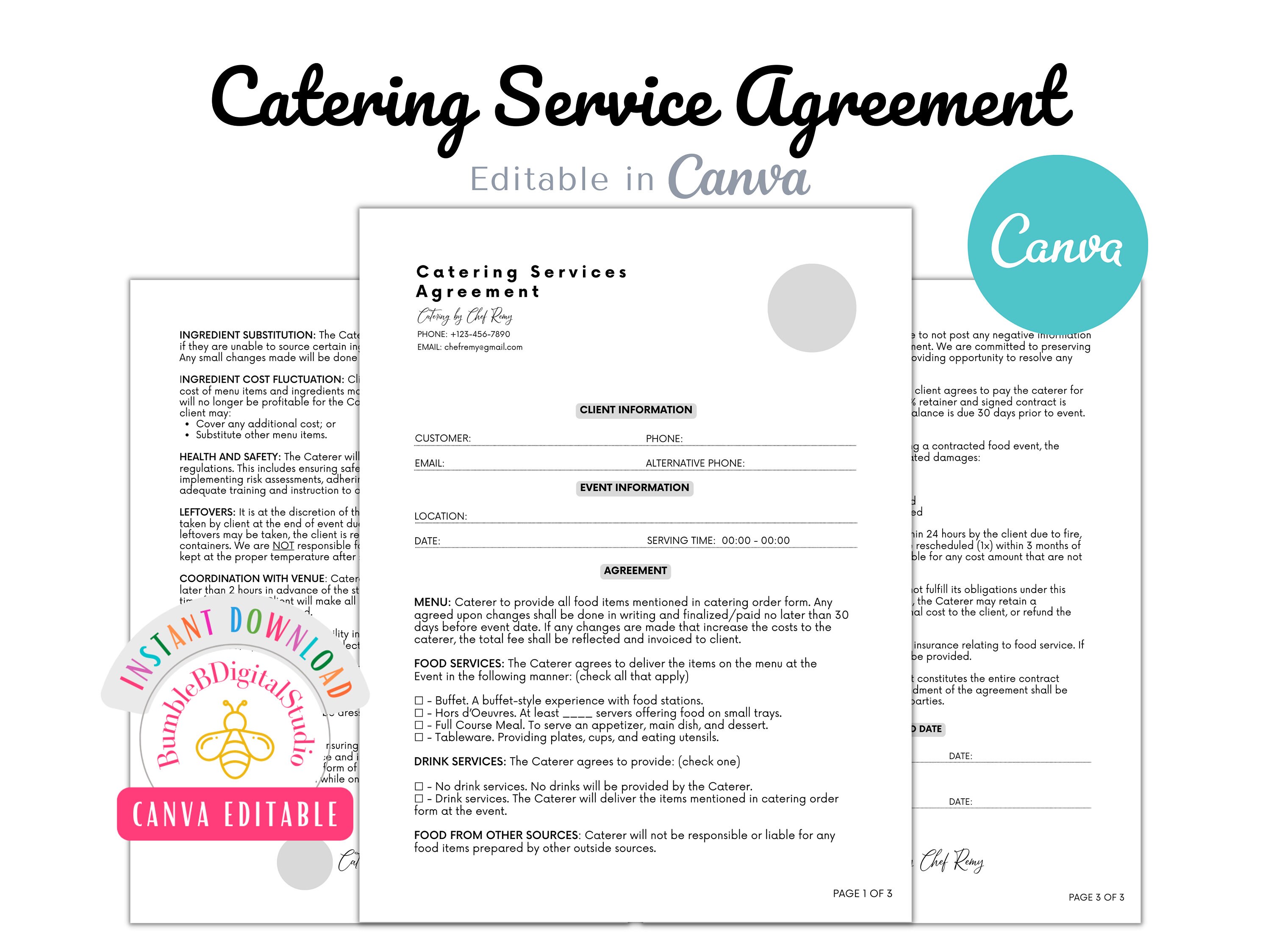 Catering Agreement Catering Template Contract Template Catering Catering Agreement Catering Template Contract Template Catering