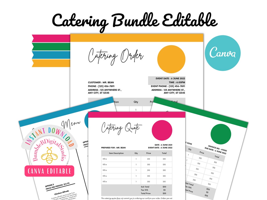 Catering Template, Small Business Template, Catering Invoice, Catering ...