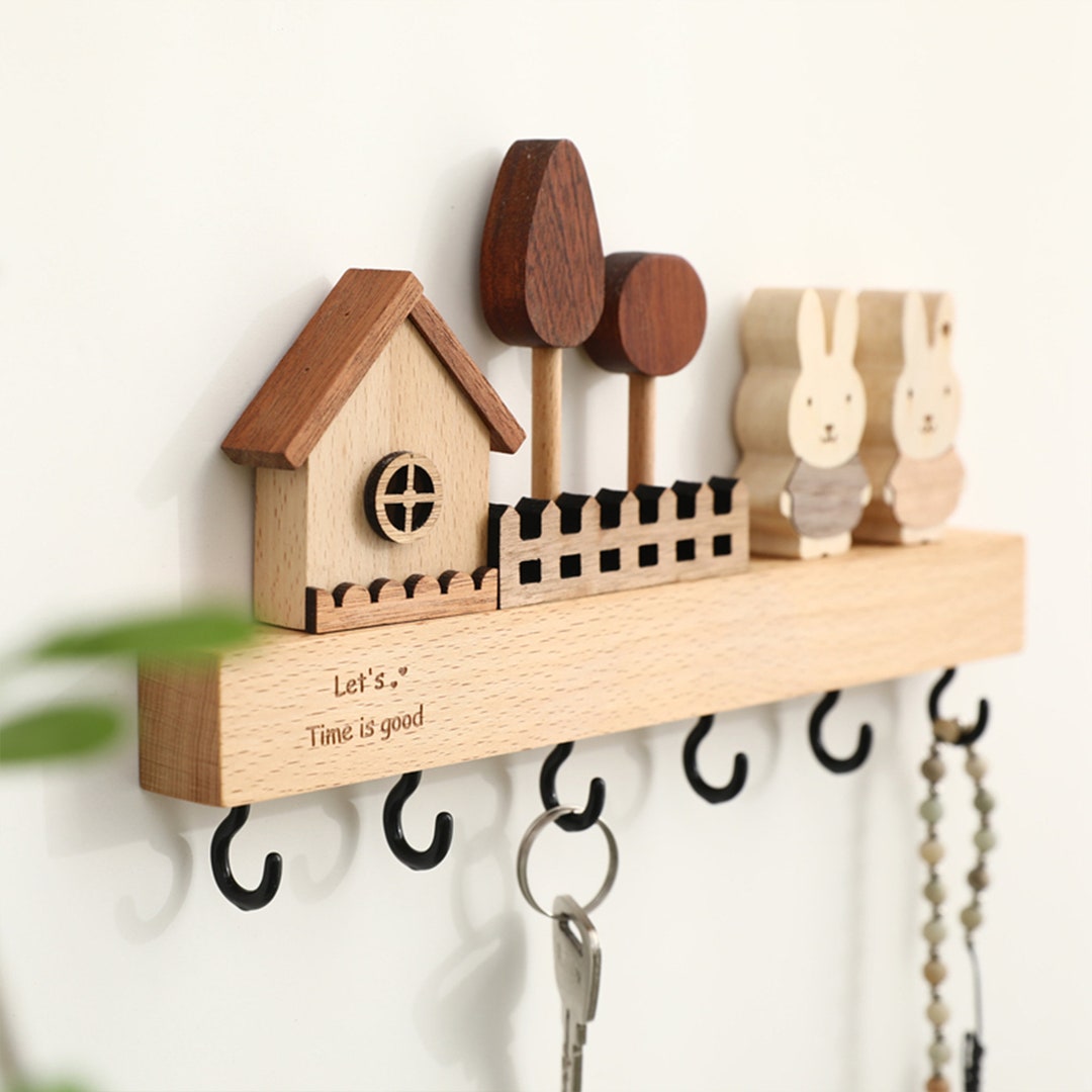Wall Mounted Key Hookwooden Key Holder for Wallcute Entryway Etsy