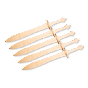 Level 1 Armory - Party Pack - Wooden Sword (Durable 23 inch long 1/2&quot; Baltic birch hardwood plywood toy wood sword)