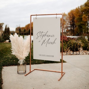 Modèle personnalisable de plaque de bienvenue pour mariage minimaliste moderne, imprimable pour mariage bricolage élégant, modèle de mariage modifiable pour mariage moderne