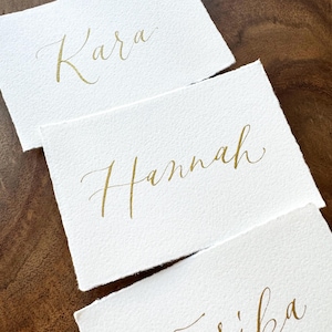 Modern Calligraphy Name Cards on handmade paper, hand lettered place cards for wedding reception, calligraphy service, custom calligraphy