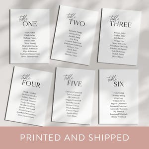 PRINTED 5x7 Modern Minimalist Wedding Seating Chart Card, Shipped Table Cards