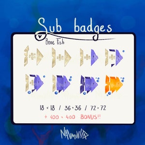 Fish Twitch Sub/Bit Badges - Artwork, Graphics for Streamers