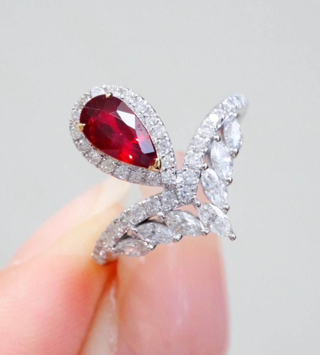 Natural Unheated Vintage Design Ring 18K Diamonds Ring 18K Etsy