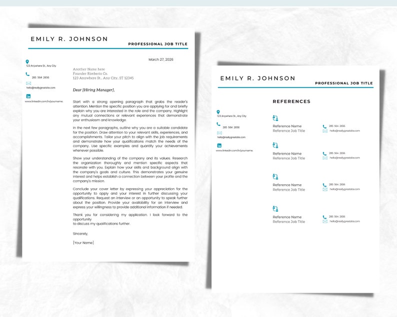 Creative Resume Template for Word Modern CV Template Professional Resume Template Instant Download image 7