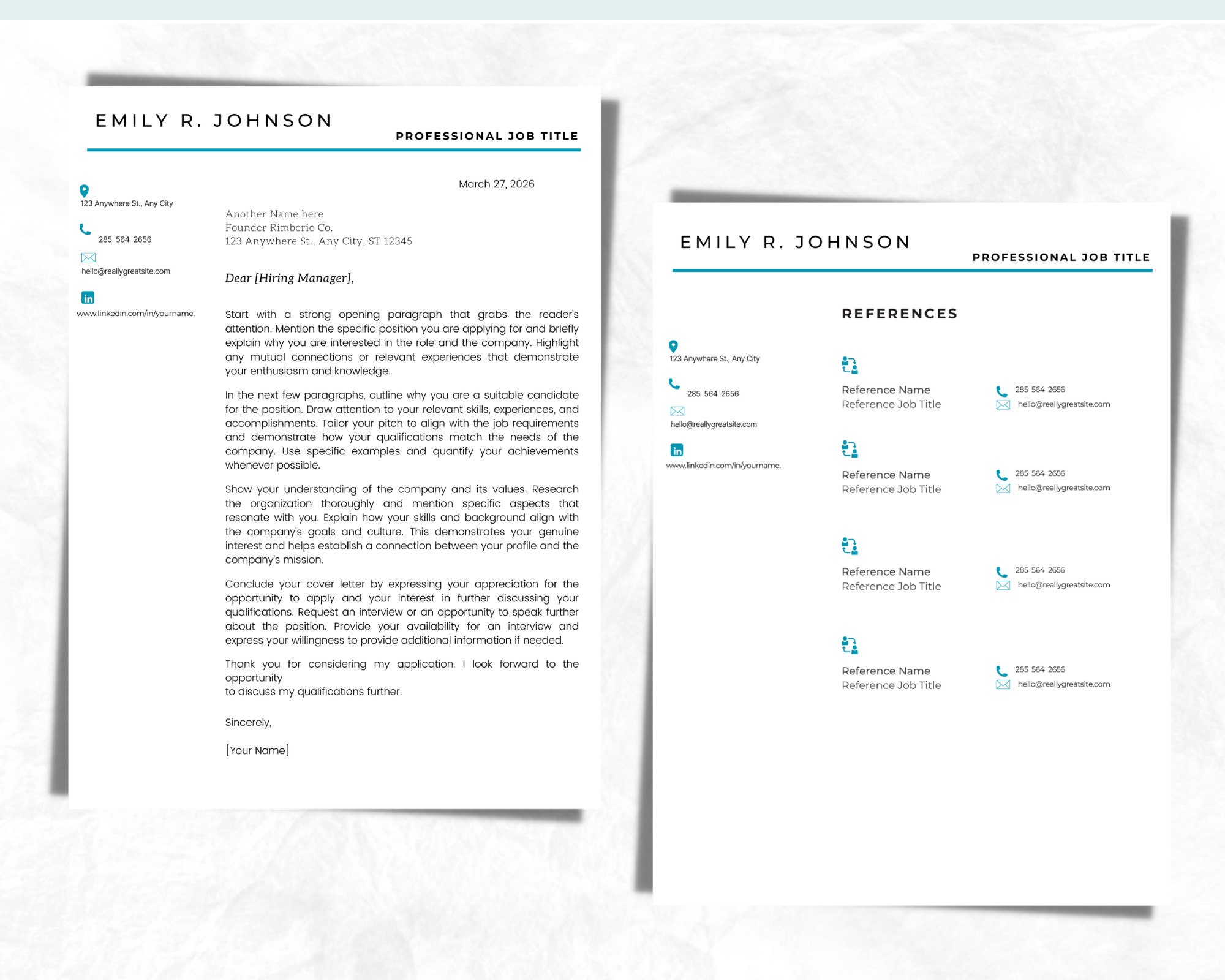 Creative Resume Template for Word Modern CV Template Professional ...