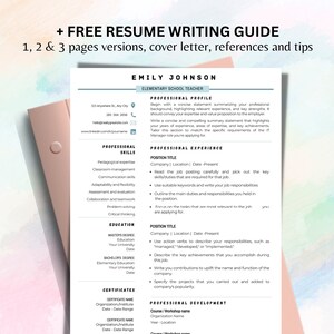 Teacher Resume Template for Word, 1,2,3 Pages Resume Template, ATS Compatible Resume Instant Download, Professional Resume with Cover Letter