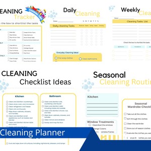 EDITABLE Cleaning Planner with Printable Cleaning Checklist and Schedule, Weekly House Chores, ADHD-friendly, Monthly Household Planner