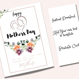 Mothers Day Card Printable, Instant Digital Download, Happy Mothers Day Card, Instant Download PDF, Printable Mothers Day Card