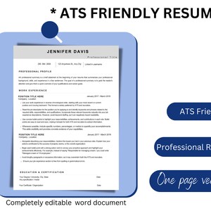 ATS Resume Template Word, Pages, Modern Executive Resume, Minimalist ATS CV Template, Professional Resume, Basic Simple Resume