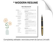 Resume Template with Cover Letter, Professional Resume Template For Word, Simple Resume Design, Professional CV Template, Instant Download