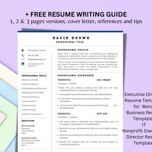 Professional Modern Clean Executive Director Resume Template, Resume Template, Modern 3 Page Resume Template for Word, CV Template