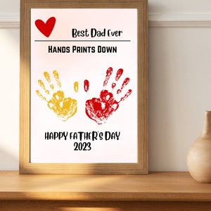 Best Dad Ever&quot; Handprints-Personalized Father&#39;s Day Gift - Custom Handprint Art-Dad&#39;s Birthday Present-Instant Download-Printable Wall Decor
