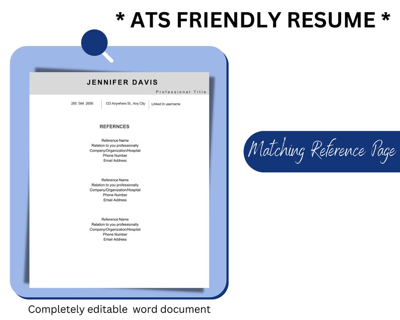 ATS Resume Template Word, Pages, Modern Executive Resume, Minimalist ...