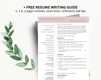Administrative  Assistant Resume Template, Simple Resume Template, word Resume Template Executive Assistant Resume, Instant Download
