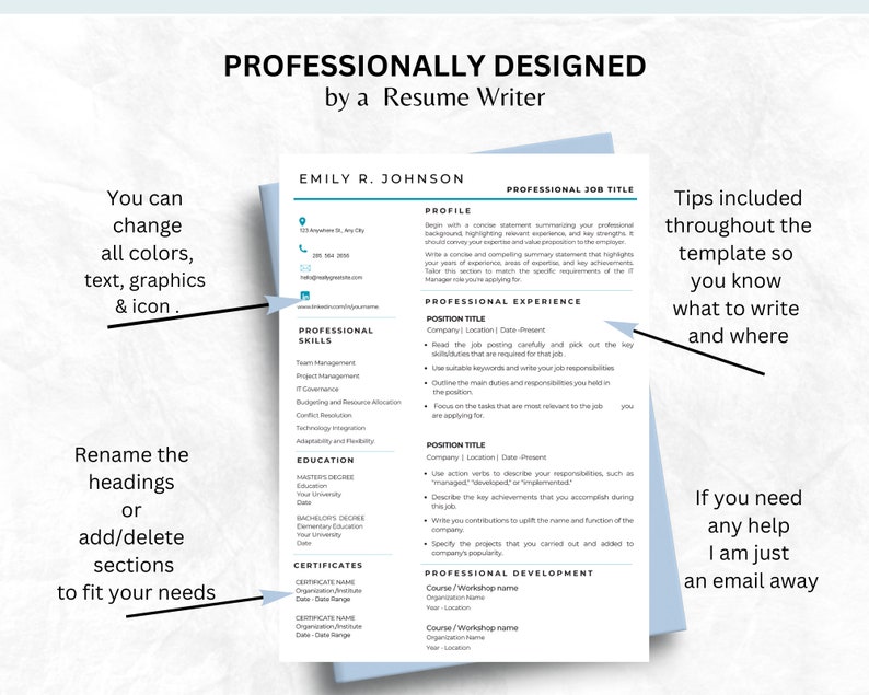 Creative Resume Template for Word Modern CV Template Professional Resume Template Instant Download image 5