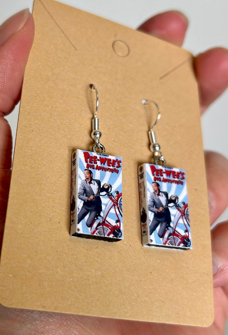 Nostalgic, customizable, handmade, VHS movie earrings image 2