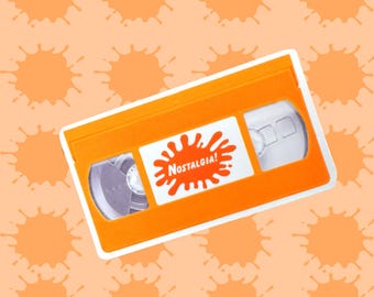 Nostalgic Sticker Inspired By Nickelodeons Orange VHS Tapes