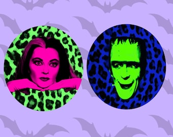 Munster Family Sticker Pack: Neon Cheetah Print Retro Horror Decals