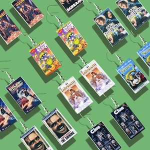 Personalized VHS Tape Earrings: Retro Movie Night Vintage Jewelry for Film Lovers & 80s 90s Nostalgia Gifts