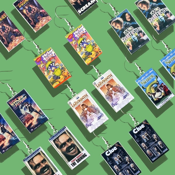 Personalized VHS Tape Earrings: Retro 80s/90s Movie Jewelry