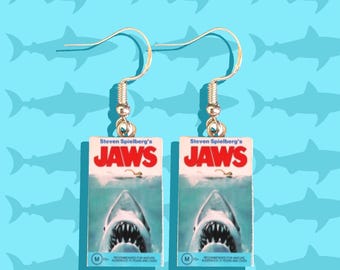 Jaws Movie VHS Earrings: Retro Horror Film Jewelry