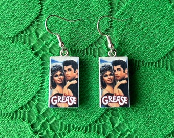 Nostalgic Grease VHS movie earrings