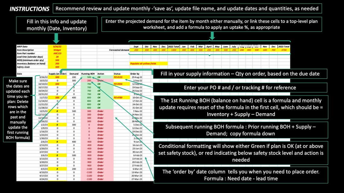 Excel Material Requirements Planning MRP Template Etsy Excel Material Requirements Planning MRP Template Etsy