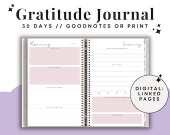 Gratitude journal | Goodnotes hyperlinked journal | Daily gratitude | 30 days of gratitude journal | Digital planner | Printable or digital